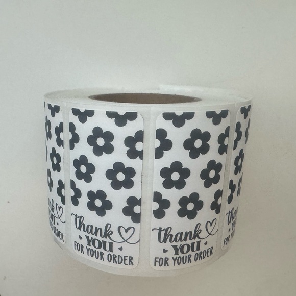 100 Floral Soft Edge Rectangle Thank You Stickers | thank you for your order - Picture 6 of 15